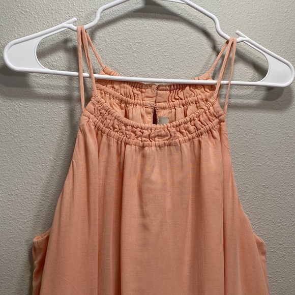 Loft Flounce Halter Midi Dress Large peach costal sunset - Picture 2 of 12